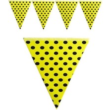 Partici Sarı Siyah Puantiyeli Üçgen Flama