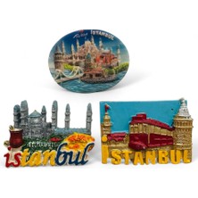 Nice And Bonita Magnet, Buzdolabı Magneti, 3 Adet Polyester Magnet Seti Mutfak Süsü, Ev Dekor Istanbul Temalı Galata