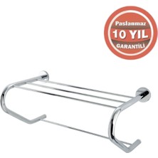 Çelik Banyo Paslanmaz Pirinç Flora Destekli Raf Havluluk 50 cm