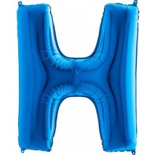 Partici H Harf Folyo Balon Mavi 100CM