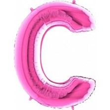 Partici C Harf Folyo Balon Fuşya 100CM