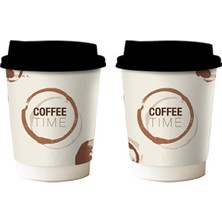 14 Oz Double Wall Coffee Silik Siyah Kapaklı Karton Bardak 50 Adet