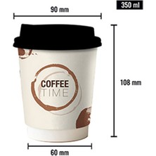 14 Oz Double Wall Coffee Silik Siyah Kapaklı Karton Bardak 50 Adet