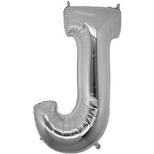 Partici J Harf Folyo Balon Gümüş 75CM