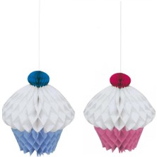 Partici Ikili Cupcake Pembe Mavi Petek Süs