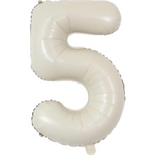 Partici 5 Rakam Folyo Balon Saten Krem 75CM