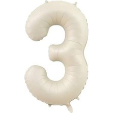 Partici 3 Rakam Folyo Balon Saten Krem 75CM