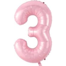 Partici 3 Rakam Folyo Balon Pembe 75CM