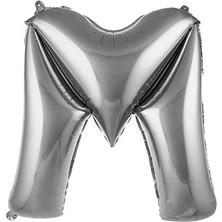 Partici M Harf Folyo Balon Gümüş 75CM
