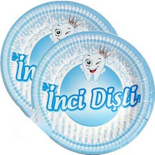 Partici Inci Dişli Mavi Karton Tabak 8'li