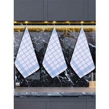 Tuable Waffle Desen 3'lü Açık Mavi Mutfak Kurulama Bezi, Beslenme Örtüsü, Mutfak Havlusu, Amerikan Servis Set 50 x 70 cm