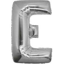 Partici E Harf Folyo Balon Gümüş 100CM