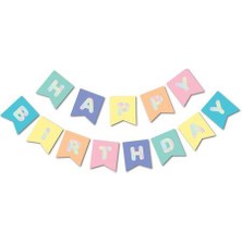 Partici Happy Birthday Makaron Renk Harf Banner