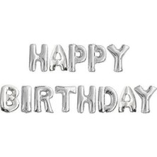 Happy Birthday Gümüş Folyo Balon Seti