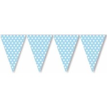 Mavi Beyaz Puantiyeli Üçgen Flama