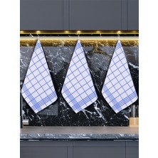 Tuable Waffle Desen 3'lü Koyu Mavi Mutfak Kurulama Bezi, Beslenme Örtüsü, Mutfak Havlusu, Amerikan Servis Set 50 x 70 cm