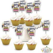 Happy Birthday Simli Eva Delux Kürdan Seti 8'li