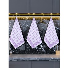 Tuable Waffle Desen 3'lü Lila Mutfak Kurulama Bezi, Beslenme Örtüsü, Mutfak Havlusu, Amerikan Servis Set 50 x 70 cm