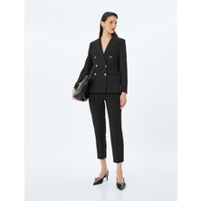 Slim Fit Yüksek Bel Cepli Cigarette Kumaş Pantolon