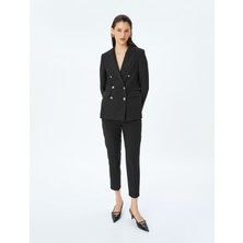 Slim Fit Yüksek Bel Cepli Cigarette Kumaş Pantolon