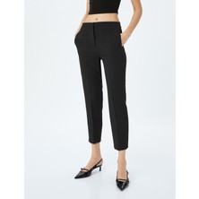 Slim Fit Yüksek Bel Cepli Cigarette Kumaş Pantolon