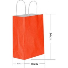 Kırmızı Büküm Saplı Kağıt Çanta 18X24CM 25AD.