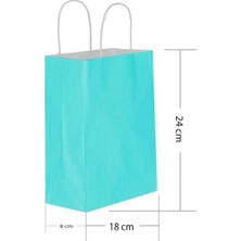 Açık Mavi Büküm Saplı Kağıt Çanta 18X24CM 25AD.