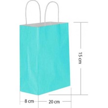 Mavi Büküm Saplı Kağıt Çanta 15X20CM 25AD.