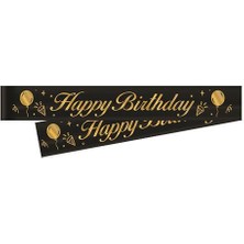 Partici Happy Birthday Gold Yaldızlı Siyah Kuşak