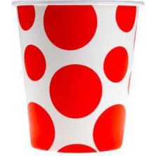 Kırmızı Karışık Puantiyeli Karton Bardak 8'li