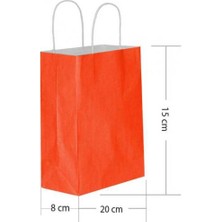 Kırmızı Büküm Saplı Kağıt Çanta 15X20CM 25AD.