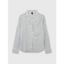 Gap Kadın Yeşil Relaxed Flannel Pijama Üstü