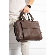 Erzeno Deri Laptop ve Evrak Çantası /  Uzun Çapraz Askılı 15 Inç Kadar Uyumlu Laptop Çanta