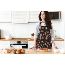 Mediterian Yılbaşı Temalı Renkli Kurabiye Mutfak Önlüğü, Eğlenceli ve Şık Tasarım, Keten Materyal