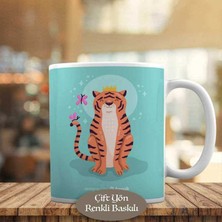 Asilmeydan Kelebekler ve Gülümseyen Kaplan Tiger Kupa Bardak Hediyelik-991