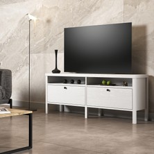 Sakura Ahşap Sakura Olite 2 Çekmeceli Tv Ünitesi-Wood Beyaz-Minifiks Bağlantılı