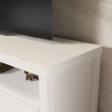 Sakura Ahşap Sakura Olite 2 Çekmeceli Tv Ünitesi-Wood Beyaz-Minifiks Bağlantılı