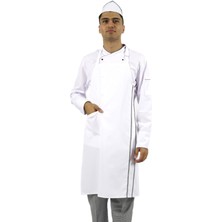 Mediterian Biyeli Askılı Mutfak Önlüğü, Cepli, Alpaka Kumaş, Beyaz, 70x90, Şık ve Rahat Tasarım