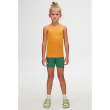 Lovetti Kadmium Sarı Kız Çocuk Düz Basıc  Yüzücü Atlet