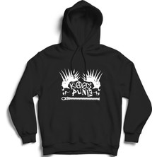The Fame Kaos Punk, 2 Punk Skulls, Müzik %100 Pamuk, Unisex Kapüşonlu Sweatshirt Hoodie