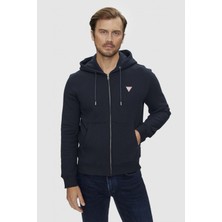Erkek Gj Ince Fermuar Kapüşonlu Sweatshirt - Lacivert