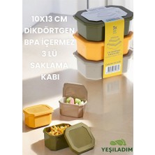 10X13 cm Dikdörtgen Bpa Içermez  3 Lü  Saklama  Kabı Dikdörtgen Renk Tek Ebat Beden