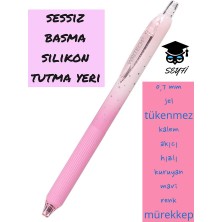 Writech 0,7 mm Jel Tükenmez Kalem Akıcı Hızlı Kuruyan Mavi Renk Mürekkep Writech Amerikan Marka Sessiz Kalem Açık Pembe-Pembe Renk Tek Ebat Beden