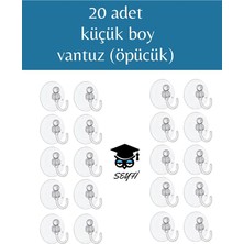 Seyfi Kırtasiye 20 Adet Küçük Boy Vantuz (Öpücük) Şeffaf Tasarım ile Pratik Kullanım