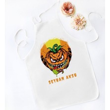 Kişiye Özel Happy Halloween Tasarımlı Beyaz Mutfak Önlüğü-5