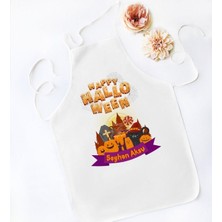 Kişiye Özel Happy Halloween Tasarımlı Beyaz Mutfak Önlüğü-18