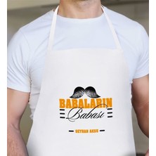 Mediterian Kişiye Özel Beyaz Mutfak Önlüğü, Renkli, Babalar Günü Hediye, Şık ve Kullanışlı