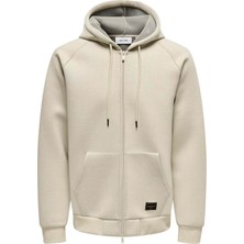 Only & Sons Bobbey Scuba Full Zıp Hoodıe Krem Erkek Sweatshirt 22031823