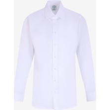 Brooks Brothers Slim Fit Klasik Yaka Beyaz Erkek Gömlek BBFW24MSH004