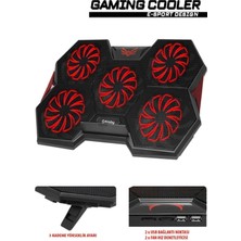 Frisby Gp4 E-Sport Desing 5 Fanlı Ledli Pro Standlı 15-17" Uyumlu Notebook Soğutucu